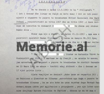 “Kryetari i Degës së Brendshme, më tha; na trego çfarë di ti, për veprimtarinë armiqësore të Ramiz Alisë, se do të lirojmë nga burgu, ndryshe do të zhdukim… ”! Relacioni sekret i vitit 1983