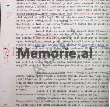 “Agron Hazbiu me disa shokë të ekipit ‘Dinamo’, si Çoçoli, Ben Vila etj., te shtëpia e tij, kanë bërë mbrëmje vallëzimi, me magnetofon e këngë të huaja dhe…”/ Raporti sekret i B.p. “Dinamo”, 10 tetor ‘82