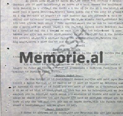 Relacioni i Sigurimit, se si u përgjuan bisedat e familjes së Kadri Hazbiut, në banesën e tyre në qytetin e Kurbneshit, më 11 prill 1985, ditën e vdekjes së Enver Hoxhës?!/ Dokumente sekrete