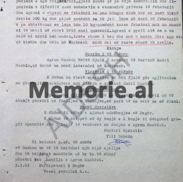 “Kur po i rregulloja frigoriferin Agron Hazbiut, ai më tha; fshatari hante mish kur kishte derrin dhe lopën, që i bënte 10 kg. qumësht, kurse tani…”/ Relacioni i Degës së Brendshme Mirditë, qershor ’83