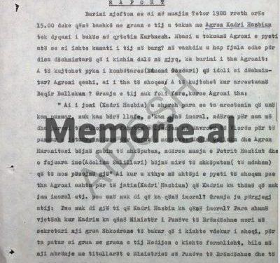 “Nga versionet e ngritura rezultoi se, Agron Hazbiu, mund të ketë gjetur vdekjen, nga dy punëtorët, G.Sh. dhe P.B. që ishin me të, pasi ata…”/ Relacioni sekret për ngjarjen tragjike e 28 janarit 1989