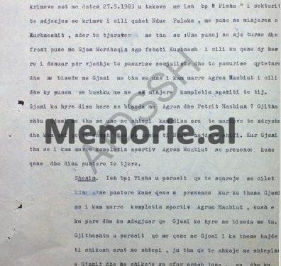 Kur Sigurimi i Shtetit me bashkëpunëtorët e tij, ndiqte në çdo hap në qytetin e Rrëshenit, Agron Aranitasin, dhëndrin e Kadri Hazbiut, ish-drejtor teknik i RTSH-së, i internuar në Pukë