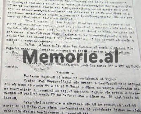 “Të katër të pandehurit, janë vënë në shërbim të Zbulimit Jugosllav, duke ndihmuar dhe strehuar deputetin tradhëtar Haxhi Hajdari e diversantin Arif Shabani, pasi…”/ Akt-akuza e Gjykatës së Lartë, në vitin 1964