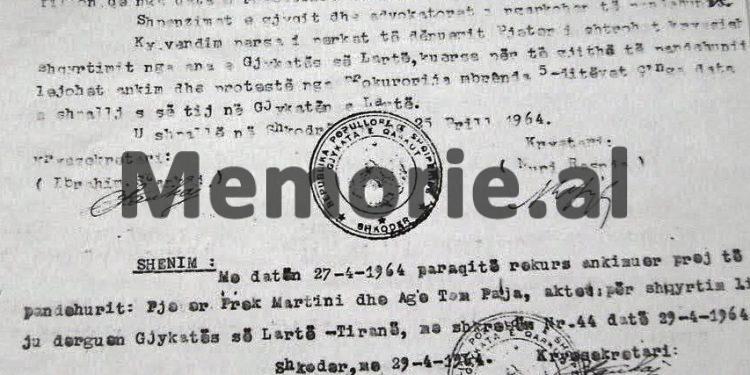 “Të katër të pandehurit, janë vënë në shërbim të Zbulimit Jugosllav, duke ndihmuar dhe strehuar deputetin tradhëtar Haxhi Hajdari e diversantin Arif Shabani, pasi…”/ Akt-akuza e Gjykatës së Lartë, në vitin 1964