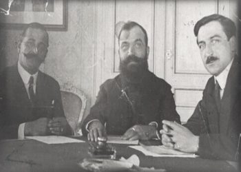 Members of the Albanian delegation at the Geneva Conference F. Noli, B. Blishishti, H Mosi in the years 1921-1924