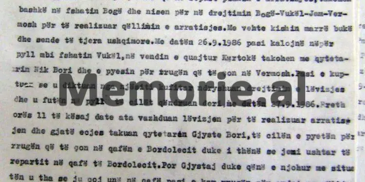 Relacioni sekret: “Si e vramë shkelësin e kufirit, Sokol Vreshti dhe kapëm të gjallë shokun e tij, Gjelosh Gega, pasi do të arratiseshin në Jugosllavi…”?! / Ngjarja e 2 tetorit ’86, në Vermosh