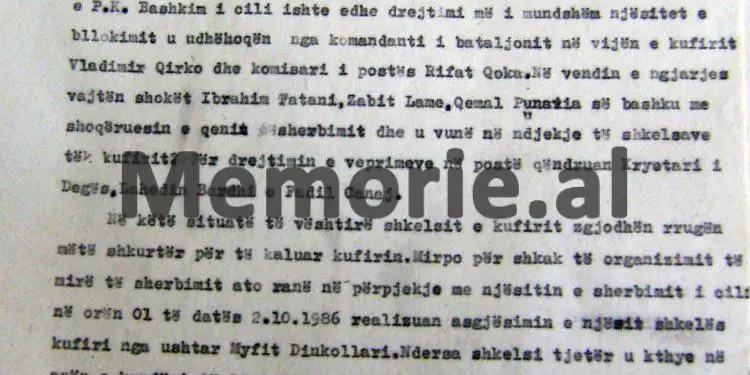 Relacioni sekret: “Si e vramë shkelësin e kufirit, Sokol Vreshti dhe kapëm të gjallë shokun e tij, Gjelosh Gega, pasi do të arratiseshin në Jugosllavi…”?! / Ngjarja e 2 tetorit ’86, në Vermosh
