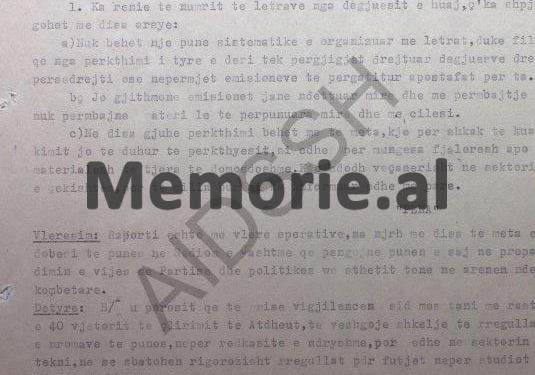 “Ditën e përvjetorit të Konferencës së Pezës, në Televizion ndodhi një ‘skandal i madh politik’, kurse regjizorja Vera Grabocka, ka humbur një bobinë me…”/ Relacioni i agjentit “Kalaja”, shtator ‘84