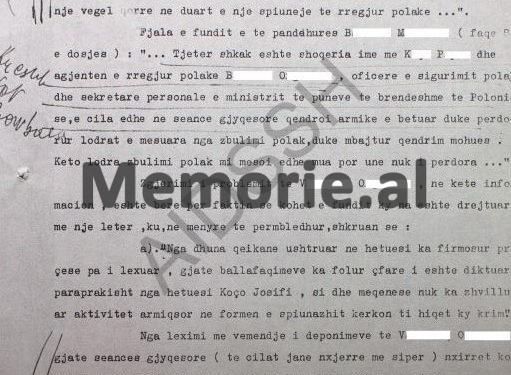 “Unë kam firmosur në hetuesi, të gjitha ato që më ka kërkuar Koço Josifi, nën efektin e torturave që na ka bërë mua dhe gruas time polake, Barbara Gluc…”/ Dosja e Sigurimit e vitit 1982