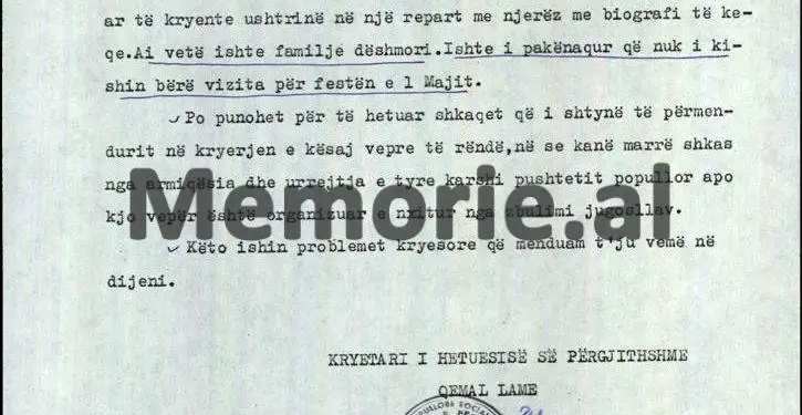 Letra sekrete për Foto Çamin: “Si na u arratisën për në Jugosllavi, dy familjet me 17 persona, nga Vermoshi, pasi ata…”?! / Relacioni i Kryetarit të Hetuesisë së Përgjithshme, 10 gusht 1987