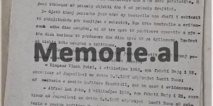 Letra sekrete për Foto Çamin: “Si na u arratisën për në Jugosllavi, dy familjet me 17 persona, nga Vermoshi, pasi ata…”?! / Relacioni i Kryetarit të Hetuesisë së Përgjithshme, 10 gusht 1987
