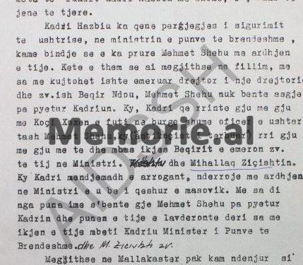 “Përse Mehmet Shehu me Kadri Hazbinë, mbajtën drejtor të Tiranës, Halim Xhelon, një kurvar, mëndjemadh e prepotent, i cili…”/ Letra e ish-oficerit të Sigurimit, Hekuran Pobrati, në ’82-in