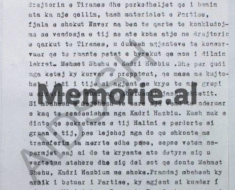 “Përse Mehmet Shehu me Kadri Hazbinë, mbajtën drejtor të Tiranës, Halim Xhelon, një kurvar, mëndjemadh e prepotent, i cili…”/ Letra e ish-oficerit të Sigurimit, Hekuran Pobrati, në ’82-in