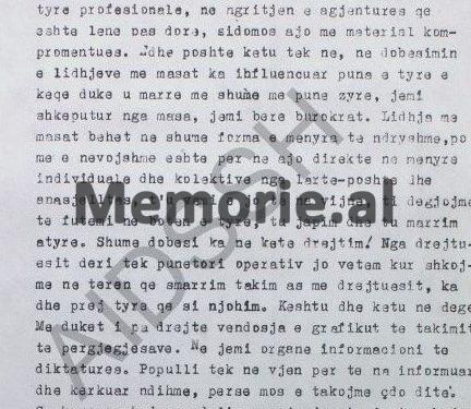 “Që kur ishte sekretar i parë shoku Rrapo Dervishi, i kam thënë se; Perikli Sheti, merr para për operacionet dhe nuk e fusin në burg, pasi…”/ Letra e ish-oficerit të Sigurimit, Hekuran Pobrati, në ’82-in