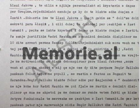 “Rexhep Kolli, më ngarkoi të vrisja Myslym Ketën, pasi tregoi urdhrin të firmosur nga Beqir Balluku dhe Kadri Hazbiu, sepse Lymi…”/ Letra e Mark Dodanit për Hekuran Isain, në ’82-in