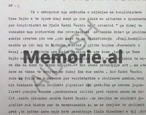 “Rexhep Kolli, më ngarkoi të vrisja Myslym Ketën, pasi tregoi urdhrin të firmosur nga Beqir Balluku dhe Kadri Hazbiu, sepse Lymi…”/ Letra e Mark Dodanit për Hekuran Isain, në ’82-in
