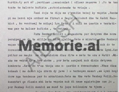 “Rexhep Kolli, më ngarkoi të vrisja Myslym Ketën, pasi tregoi urdhrin të firmosur nga Beqir Balluku dhe Kadri Hazbiu, sepse Lymi…”/ Letra e Mark Dodanit për Hekuran Isain, në ’82-in