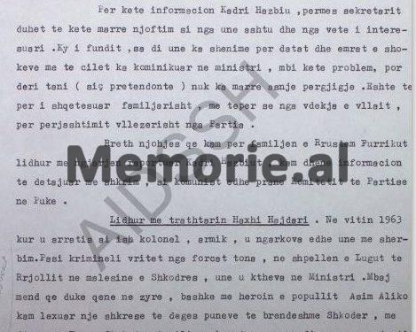 “Sekretarin e Kadri Hazbiut, që implikohej në agjenturën greke e arrestuam dhe e izoluam në burgu e Tiranës, por ndërhyri Feçor Shehu…”/ Letra e Mark Dodanit për ministrin Hekuran Isai, në 1982-in