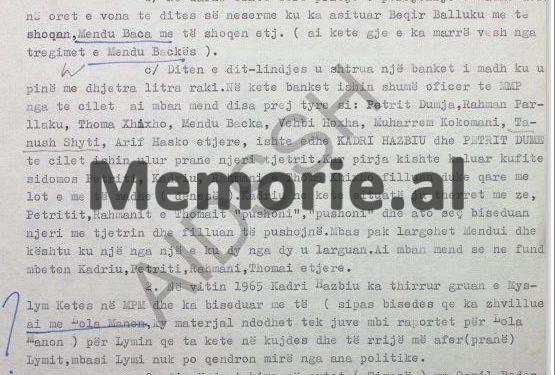 “Në vitin 1965, Kadri Hazbiu thirri në Ministrinë e Brendshme, gruan e Myslym Ketës dhe i kërkoj asaj, që t’i rrinte afër Lymit, pasi ai…”/ Zbulohet dokumenti sekret, me dëshminë e Lola Mano
