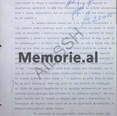 “Mehmet Shehu na tha se; në këtë kasafortë të vogël, keni një dokument, që nuk duhet ta dini, por kur të vdes unë…”/ Zbulohet letra e Kadri Hazbiut për Enverin, tetor ‘82