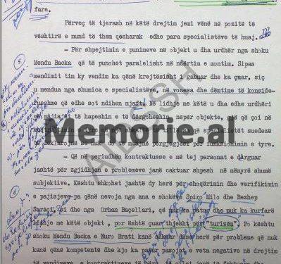 “Puna për uzinën ushtarake të Mjeksit është sabotuar dhe përgjegjës janë Mendu Backa e Nuro Brati, kurse specialistët suedezë…”/ Letra për ministrin Kadri Hazbiu, në ’82-in