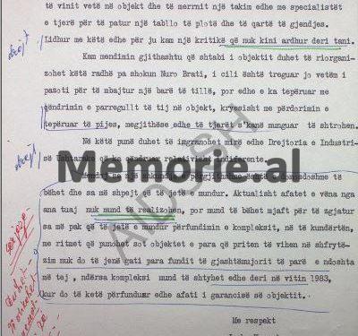 “Puna për uzinën ushtarake të Mjeksit është sabotuar dhe përgjegjës janë Mendu Backa e Nuro Brati, kurse specialistët suedezë…”/ Letra për ministrin Kadri Hazbiu, në ’82-in