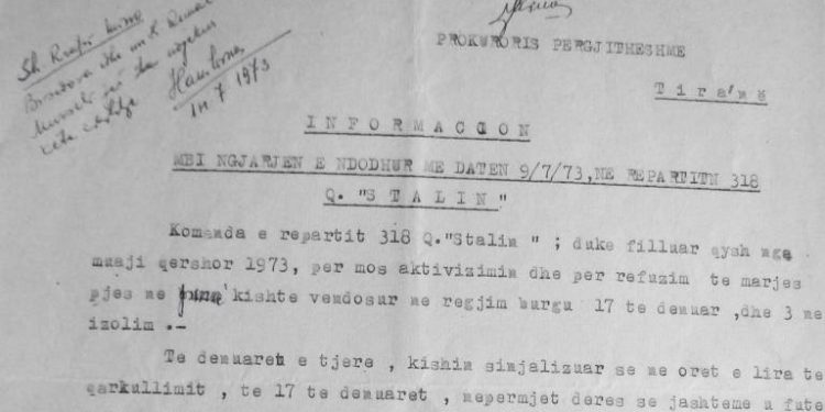 ”Pasi tentuan t’i hiqnin prangat shoqes së tyre, thanë kush do njoftonte komandën, do e rrihnin për vdekje dhe…”/ Raporti për Prokurorin e Përgjithshëm, korrik ’73, për revoltën e grave në burgun e Kuçovës
