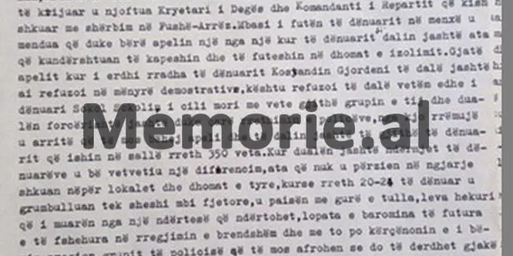 “Kryetari i Degës së Brendshme Pukë, urdhëroi që vend-roja nr.1, të përdorte armën, ndaj të dënuarve, M. Leka, K. Gjordeni dhe T. Ndoja, pasi…”/ Zbulohet dokumenti sekret i Revoltës së Qafë-Barit, 22 maj ‘84