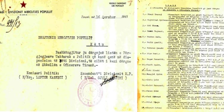 “Refat Karamani, zv/komandant batalioni, toger, 5 muaj përgjegjësi në Brigadën VII-të Mbrojtjes së Popullit, s’ka shkollë, është nga Kurveleshi…”/ Lista me 70 emrat e komandantëve dhe komisarëve, në ’45-ën