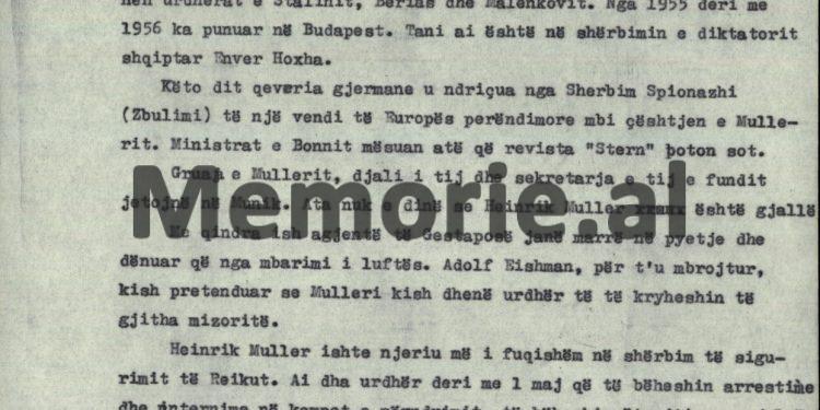 “Hajnrih Myler, ish-kreu i Gestapos hitleriane, s’ka vdekur, ai jeton në Shqipëri dhe është në shërbimin e diktatorit, Enver Hoxha…”! / Zbulohen dokumentet sekrete të vitit 1964