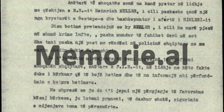 “Hajnrih Myler, ka mundur të fshihet deri më sot dhe tani ka një post me rëndësi, në policinë sekrete shqiptare, me emrin…”/ Letra e kreut të Federatës Ndërkombëtare të Veteranëve të Luftës, Paris 1964