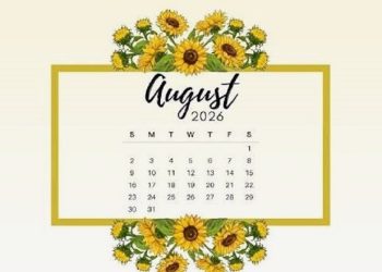 Calendar 1 August, 2026