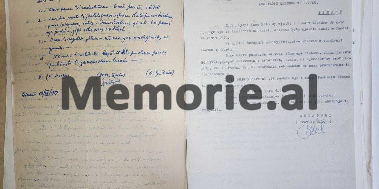 “Kohët e fundit shoku Hysni, ka shfaqur gjendje me të dridhura, uri e fortë, nxehtësi në trup, boshllëk në kokë dhe…”/ Zbulohet dosja mjekësore e tepër sekrete e Hysni Kapos, me shënimin e Enver Hoxhës