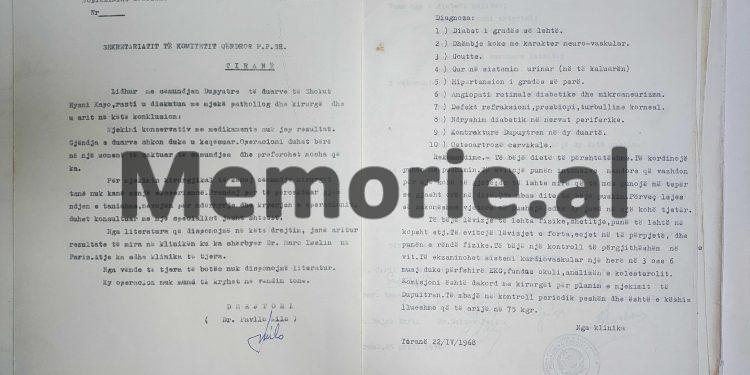 “Nga vizita që i u bë Hysni Kapos në Pekin, rezulton se dhimbjet e kokës prej të cilavet vuan, kanë lidhje me…”/ Zbulohet dosja mjekësore e tepër sekrete dhe mjekët që kuronin zëvendësin e Enverit