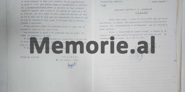 “Nga vizita që i u bë Hysni Kapos në Pekin, rezulton se dhimbjet e kokës prej të cilavet vuan, kanë lidhje me…”/ Zbulohet dosja mjekësore e tepër sekrete dhe mjekët që kuronin zëvendësin e Enverit