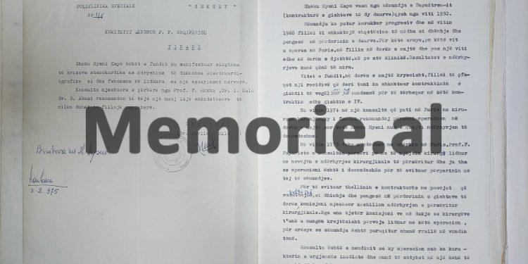 “Nga vizita që i u bë Hysni Kapos në Pekin, rezulton se dhimbjet e kokës prej të cilavet vuan, kanë lidhje me…”/ Zbulohet dosja mjekësore e tepër sekrete dhe mjekët që kuronin zëvendësin e Enverit