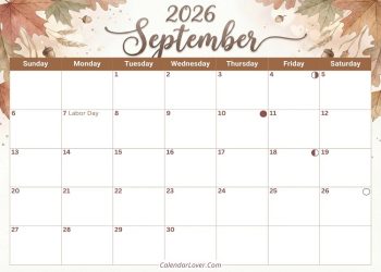 Calendar 01 September 2026