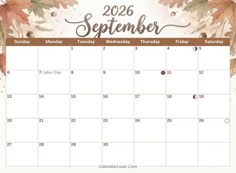 Calendar 01 September 2026