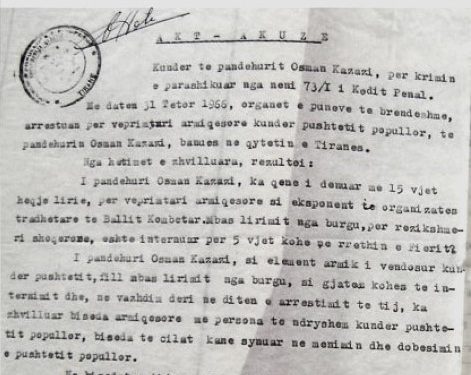 “Kam qenë anëtar i thjeshtë i ‘Ballit Kombëtar, me shpërndarjen e trakteve, po kurrë, s’kam spiunuar apo arrestuar njeri, kurse për vrasjet e 4 shkurtit…”/ Dëshmitë e Osman Kazazit në gjyq, maj 1945