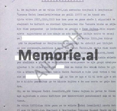 “Feçori na urdhëroi të zbulonim vajzën nga Elbasani, që i shkoi në shtëpi infermieres së Enver Hoxhës dhe i tha; ‘Unë jam bija e jote, nga lidhja jashtë martesore…”/ Zbulohet dokumenti i bujshëm, 20 tetor ‘82