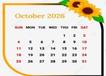 Calendar 01 October, 2026