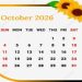 Calendar 01 October, 2026
