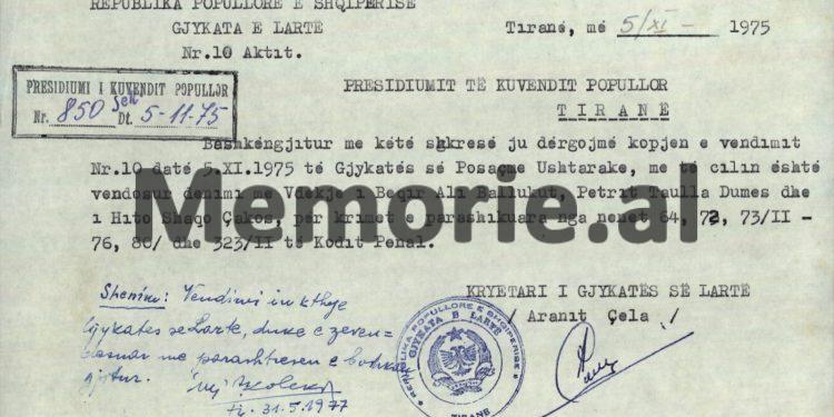 “Goditja e Krerëve të Ushtrisë 1974-1975: ‘Balluku, Dume, Çako, Parllaku, agjentë të Jugosllavisë dhe Traktatit të Varshavës…’” / Zbulohet akt-akuza e Aranit Çelës dhe debati i fundit në Presidium për faljen e tre gjeneralëve