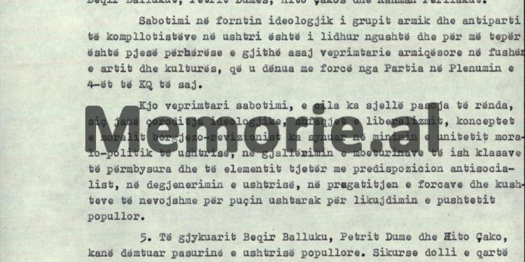 “Goditja e Krerëve të Ushtrisë 1974-1975: ‘Balluku, Dume, Çako, Parllaku, agjentë të Jugosllavisë dhe Traktatit të Varshavës…’” / Zbulohet akt-akuza e Aranit Çelës dhe debati i fundit në Presidium për faljen e tre gjeneralëve