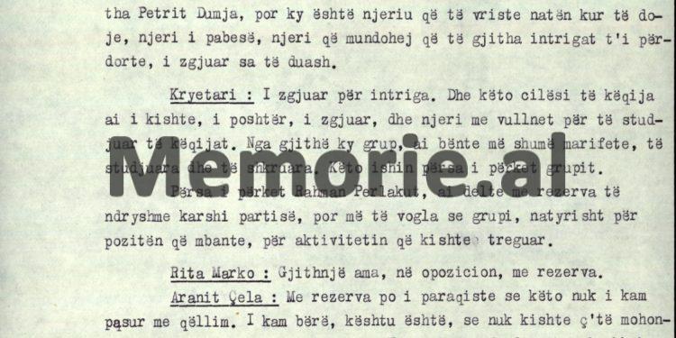 “Petrit Dume, ishte i poshtër dhe i zgjuar për intriga. I kishte këto cilësi të këqija ai, kurse, Rrahman Parllaku…”/ Diskutimi i Haxhi Lleshit, në Presidiumin e Kuvendit Popullor, më 5 nëntor ‘75
