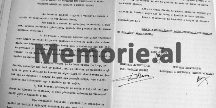 “Duke ndjekur rrugën që ka bërë predha në trup, në jastëk, batanije dhe deri në dyshek, del se viktima…”/ Dokumentet e panjohura arkivore, me fotot dhe akt-ekspertizën e ish-kryeministrit Mehmet Shehu