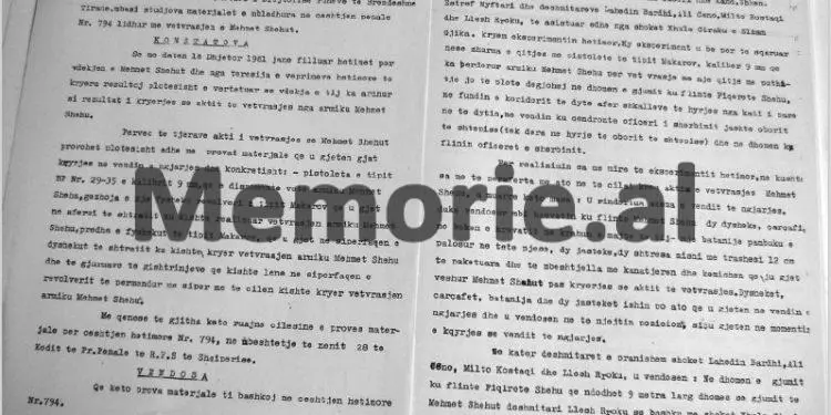 “Gëzhoja e një fisheku revolveri ‘Makarov, që u gjet afër shtratit të armikut Mehmet Shehu dhe predha në sipërfaqen e dyshekut, rezultojnë…”/ Zbulohen dokumentet dhe fotot e panjohura të ish-kryeministrit Mehmet Shehu