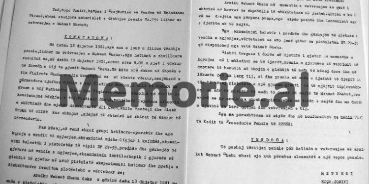 “Duke ndjekur rrugën që ka bërë predha në trup, në jastëk, batanije dhe deri në dyshek, del se viktima…”/ Dokumentet e panjohura arkivore, me fotot dhe akt-ekspertizën e ish-kryeministrit Mehmet Shehu