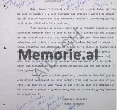 “Komandanti ka urdhëruar përgjimin e ambasadës egjiptiane në Tiranë, për problemin e anijeve tona në Kanalin e Suezit…”/ Zbulohet dokumenti sekret i Sigurimit, tetor ‘82, me porosinë e Enver Hoxhës