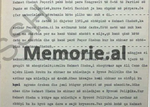 “Para Kongresit të 8-të, unë i çova Feçor Shehut një zarf sekret, që ma dha Mehmeti dhe më 16 dhjetor në darkë, ai erdhi te vila kryeministrit…”/ Dëshmia e rrallë në hetuesi, e oficerit të shërbimit